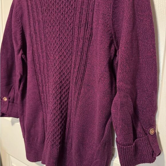 Karen Scott Purple Crew Neck Sweater with Ribbed Detail - Picture 2 of 7